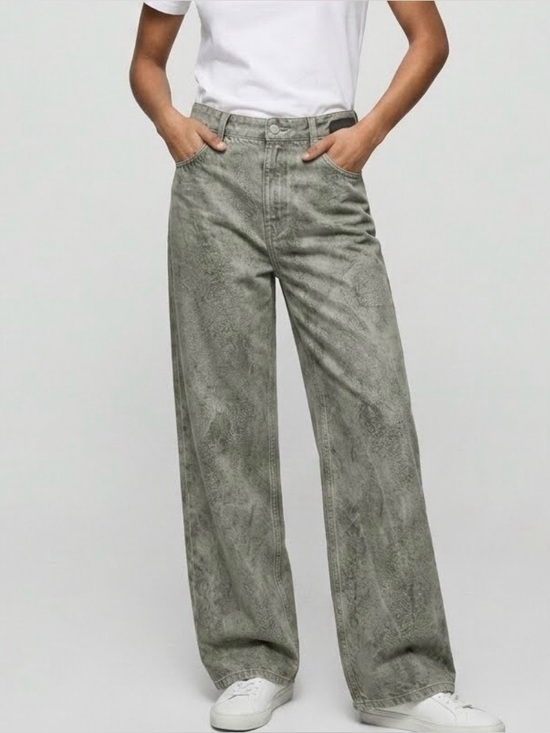 Zara Denim - Zara Rare ZW Collection Slim Fit Jacquard High Waist Women’s Jeans Grey Size 6